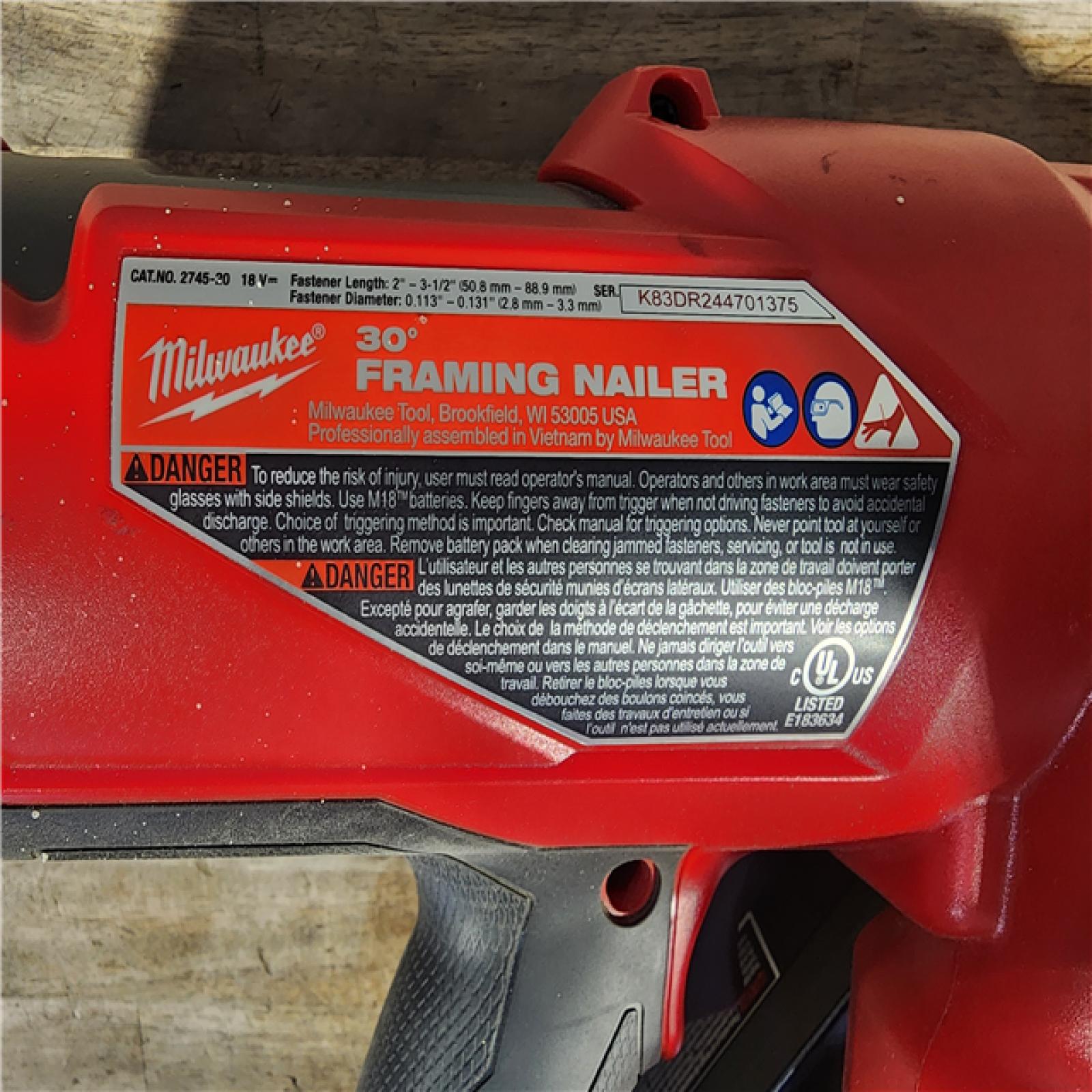 HOUSTON LOCATION - AS-IS M18 FUEL 3-1/2 in. 18-Volt 30-Degree Lithium-Ion Brushless Cordless Framing Nailer (Tool-Only)