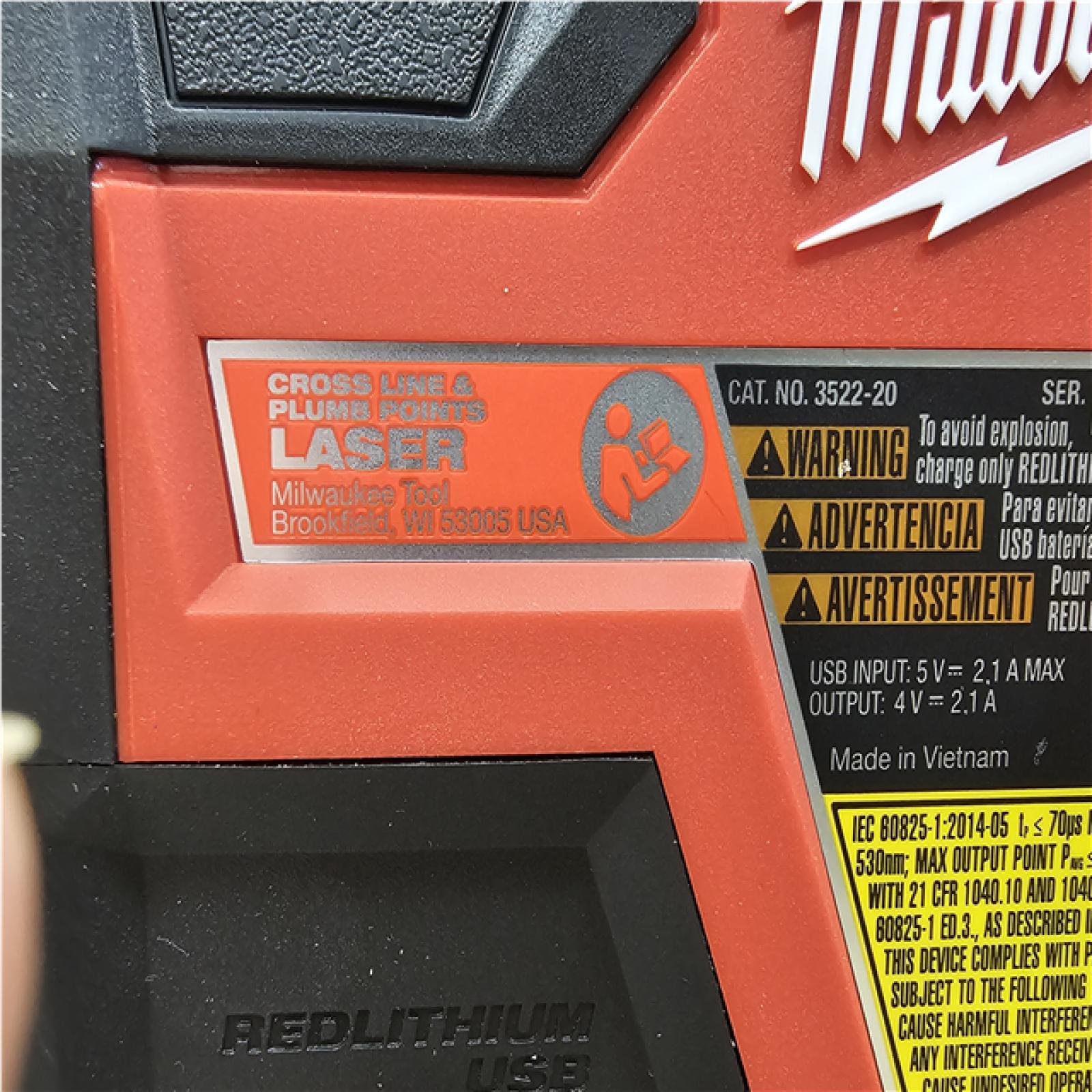 AS-IS Milwaukee Green 100 ft. Cross Line and Plumb Points Rechargeable Laser Level with REDLITHIUM Lithium-Ion