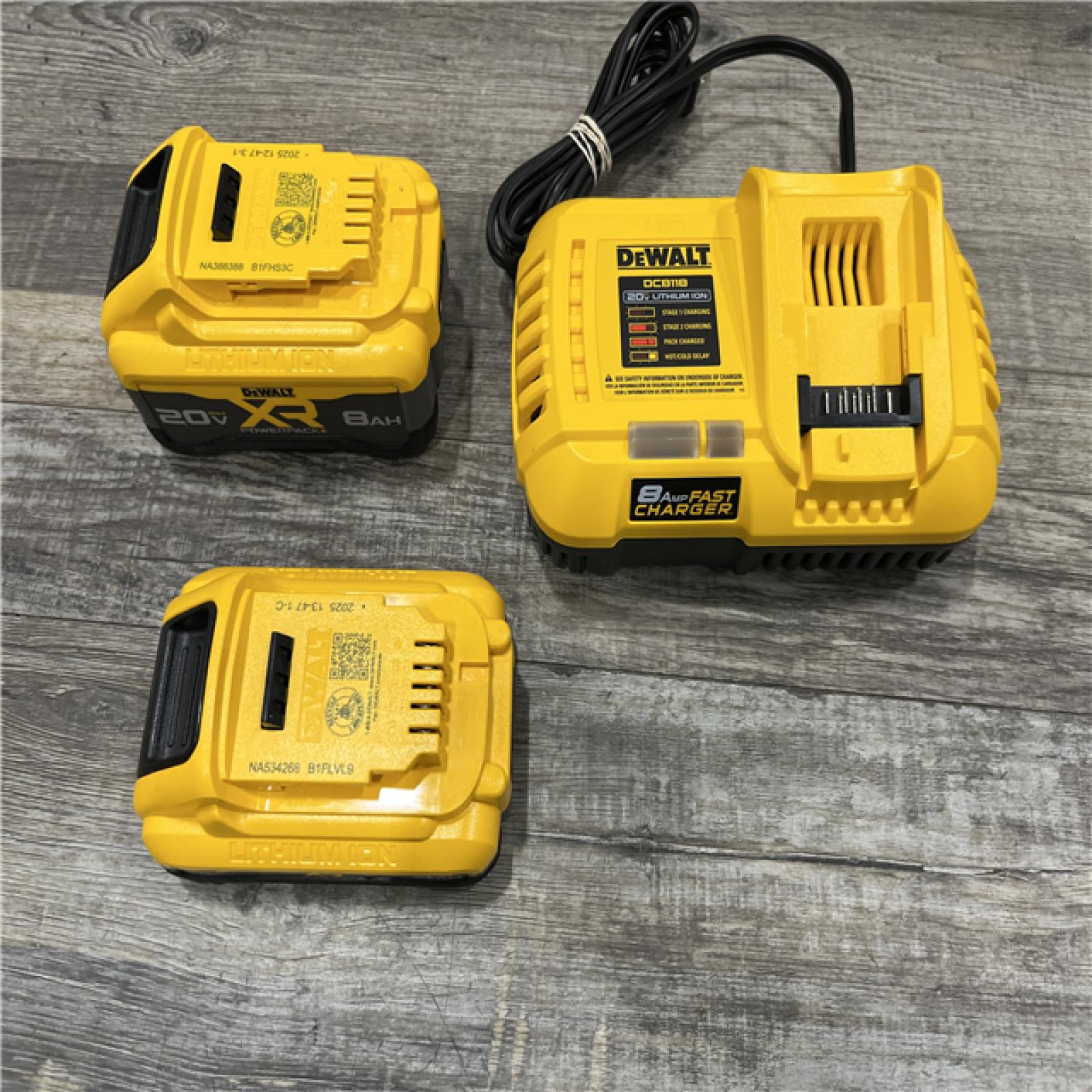AS-IS DEWALT 20V XR Lithium-Ion Starter Pack with 8.0 Ah and 4.0 Ah Battery Packs and Charger