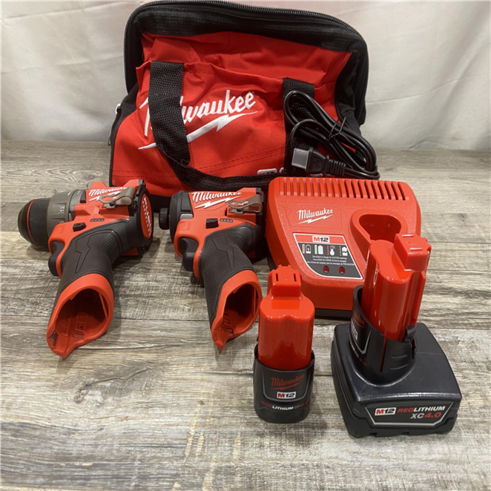 AS-IS Milwaukee FUEL 12-Volt Lithium-Ion Brushless Cordless Hammer Drill and Impact Driver Combo Kit