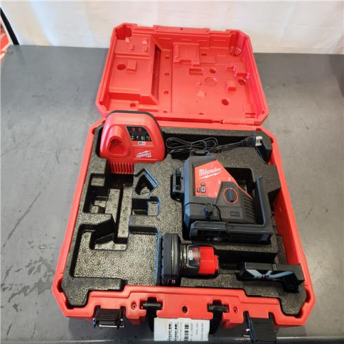 AS-IS- Milwaukee 12-Volt Lithium-Ion Cordless Green 250 ft. 3-Plane Laser Level Kit