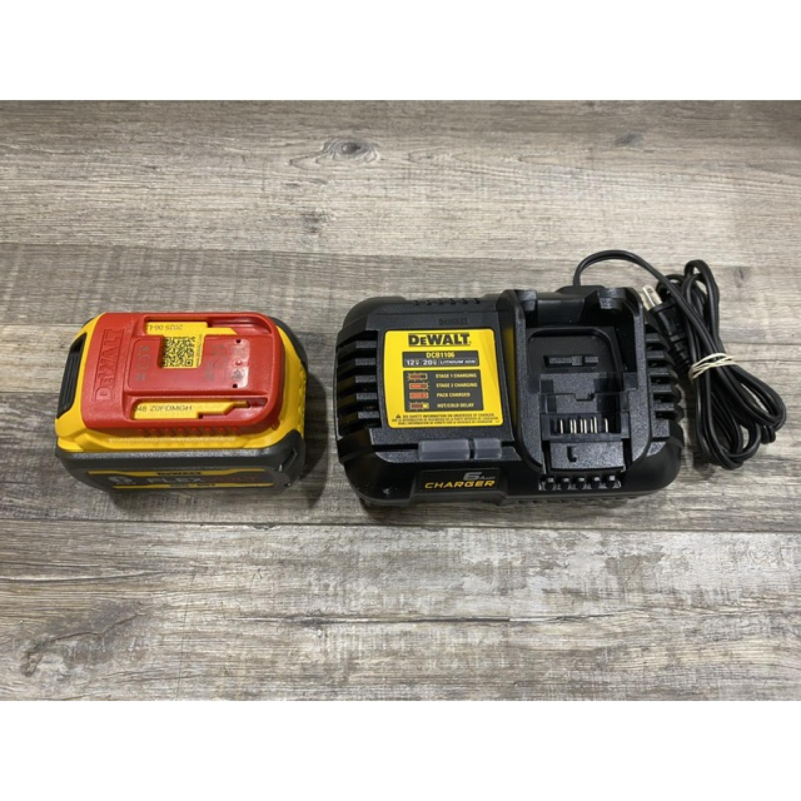 AS-IS DEWALT FLEXVOLT 20V/60V MAX Lithium-Ion 6.0Ah Battery Pack with 6 Amp Output Charger