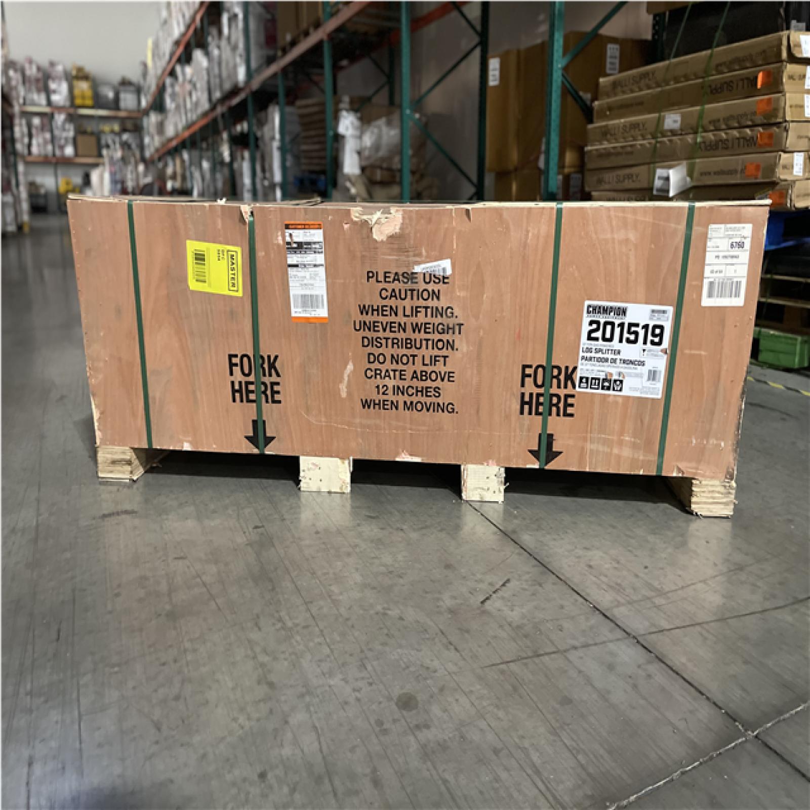 DALLAS LOCATION- CHAMPION 37 Ton 338cc Full Beam Vertical/Horizontal Op and Auto Return Gas Wood Log Splitter with Oil Funnel and Hydraulic Oil