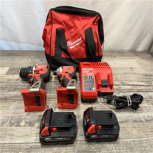 AS-IS Milwaukee 18V Lithium-Ion Brushless Cordless Compact Drill/Impact Combo Kit
