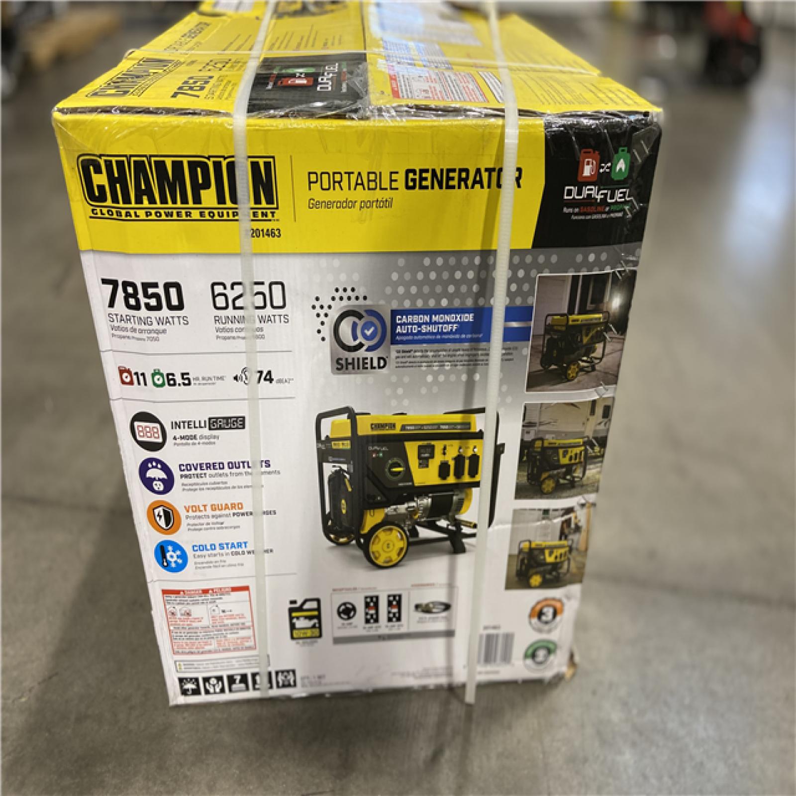 DALLAS LOCATION - Champion Power Equipment 7850/6250-Watt Recoil Start Gasoline and Propane Powered Dual Fuel Portable Generator with CO Shield