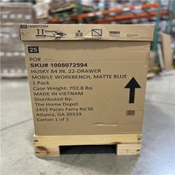DALLAS LOCATION - Husky Tool Storage Heavy Duty 84 in. W x 24 in. D Matte Blue Mobile Workbench Cabinet