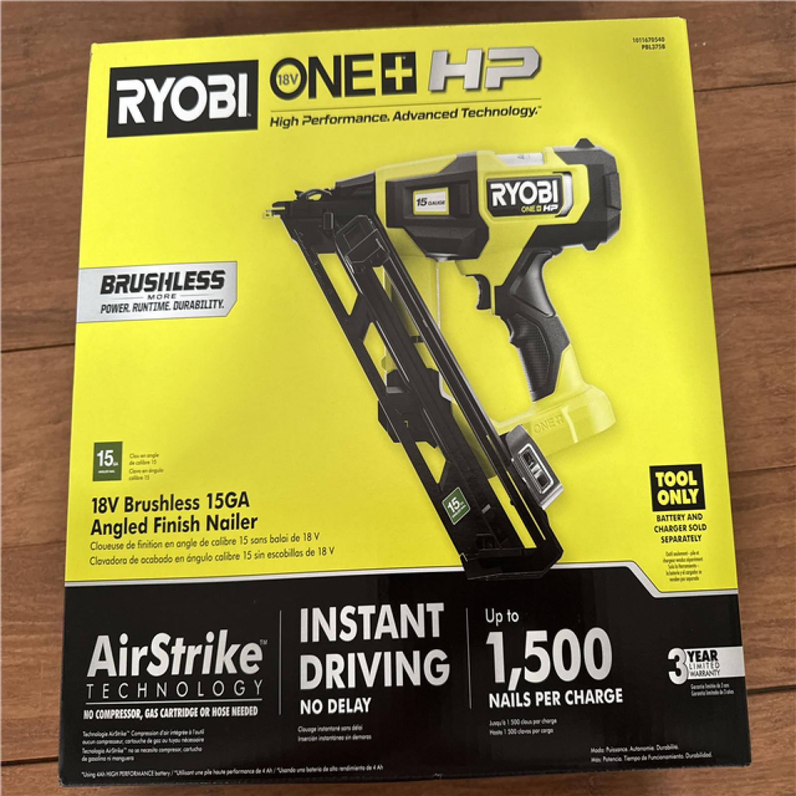 California NEW Sealed Box Ryobi 18V Brushless 15GA  Angled Finish Nailer