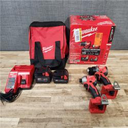 HOUSTON LOCATION - AS-IS Milwaukee 18-Volt Lithium-Ion Brushless Cordless Compact Hammer Drill/Impact Combo Kit