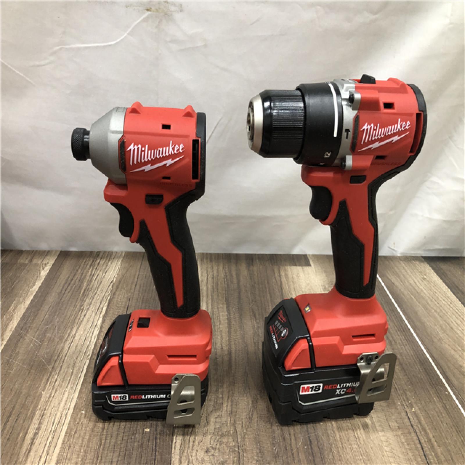 AS-IS Milwaukee 18-Volt Lithium-Ion Brushless Cordless Compact Hammer Drill/Impact Combo Kit