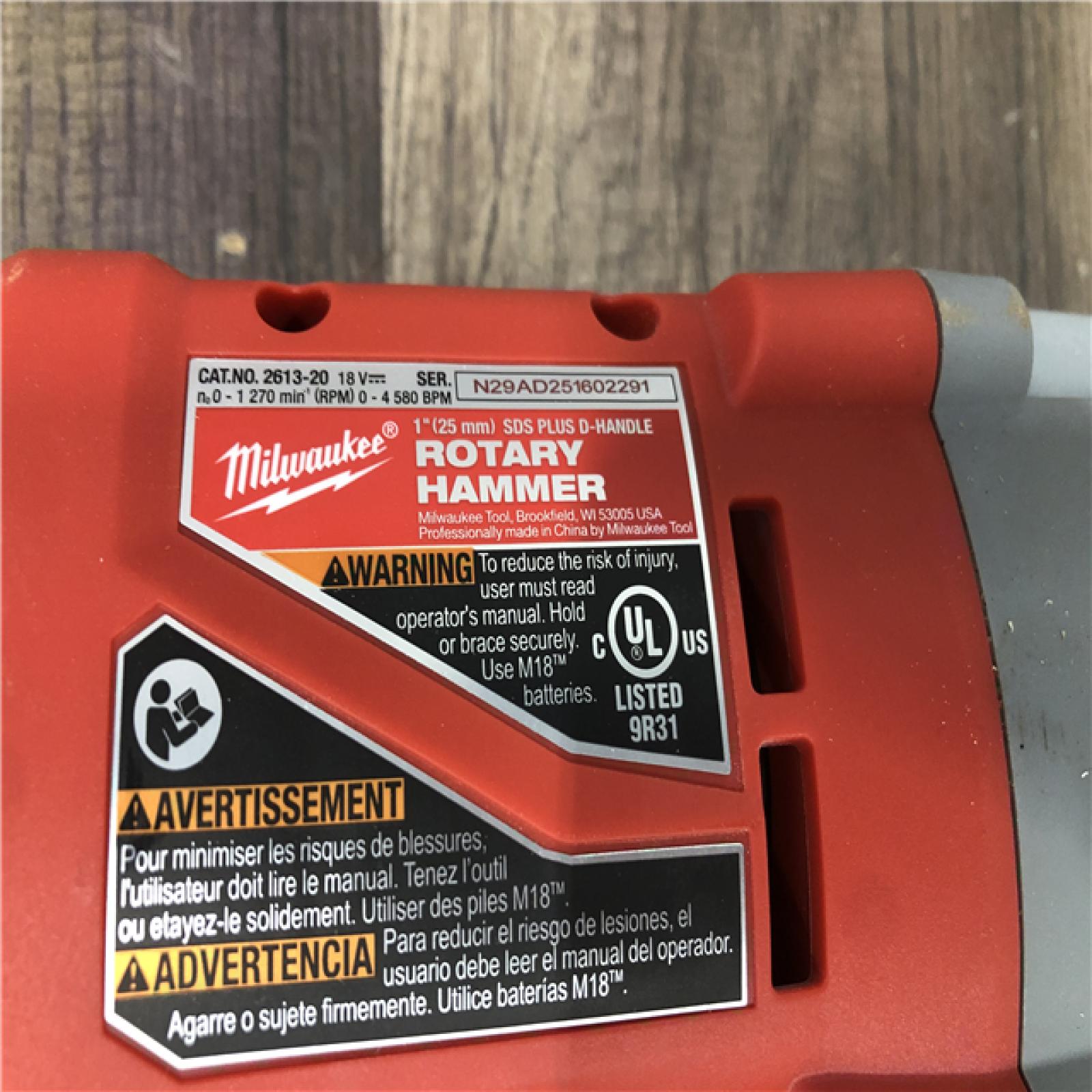 AS-IS Milwaukee 18V Lithium-Ion Brushless Cordless 1 in. SDS-Plus D-Handle Rotary Hammer (Tool-Only)