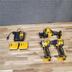 HOUSTON LOCATION - AS-IS DEWALT 3 TOOL COMBO KIT W/ (2) BATTERY & CHARGER