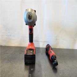 AS-IS- Milwaukee 12/18V Lithium-Ion Cordless 3/8 in. Ratchet and 1/2 in. High Torque Impact Wrench with Friction Ring Combo Kit