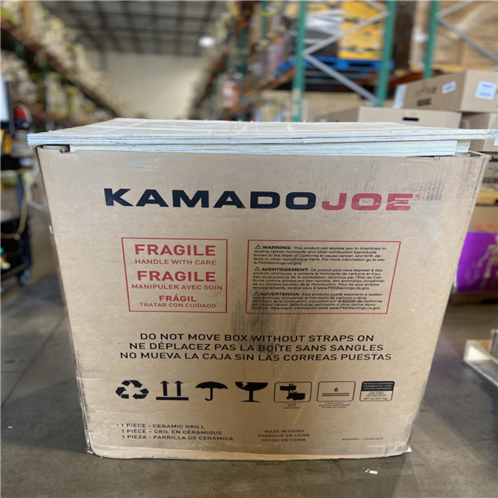 DALLAS LOCATION - Kamado Joe Big Joe III 24 in. Charcoal Grill in Red with Cart  Side Shelves  Grate Gripper  and Ash Tool