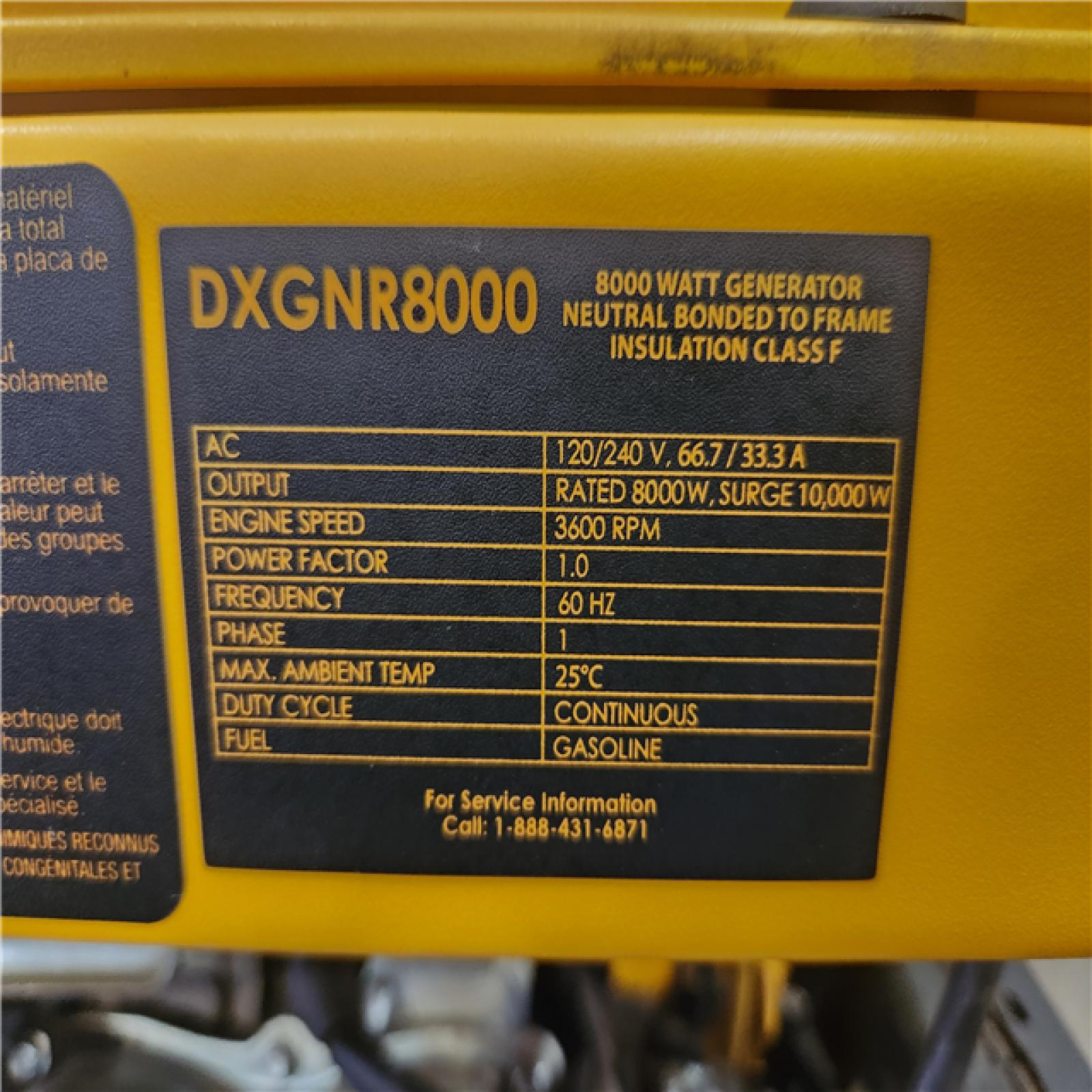 Phoenix AS-IS DEWALT 10000 / 8000-Watt Electric Start Gas Powered Portable Generator with Idle Control  GFCI Outlets and CO Protect-DXGNR8000