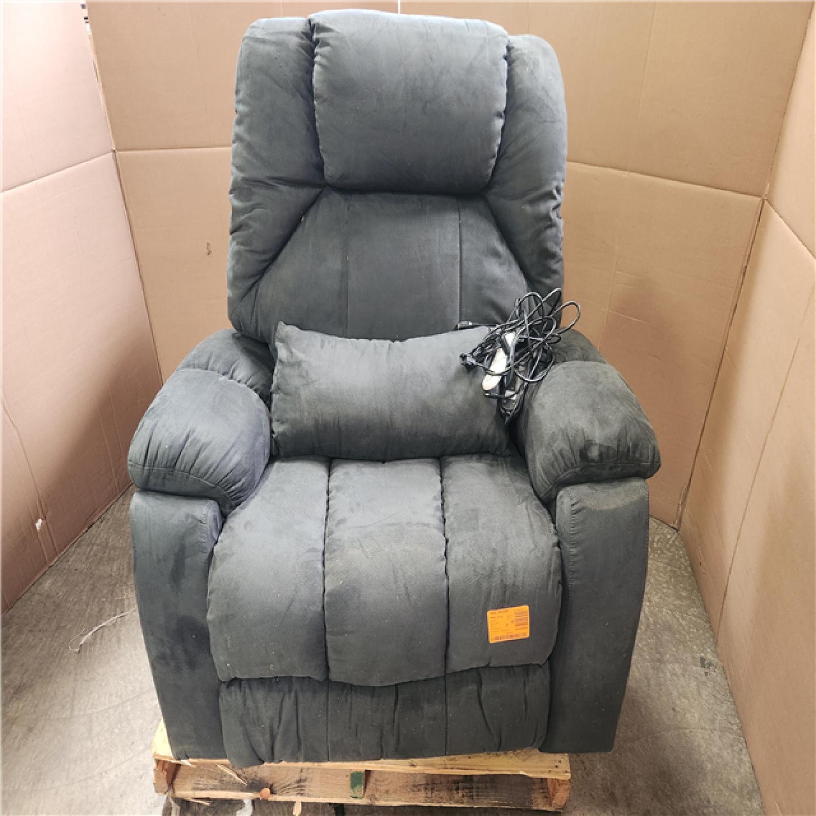 Phoenix 2 Bestier 40.1 in. W Gray Microsuede Oversize Dual Motor Power Lift Recliner Chair with Massage and Heating