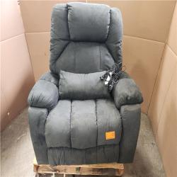 Phoenix 2 Bestier 40.1 in. W Gray Microsuede Oversize Dual Motor Power Lift Recliner Chair with Massage and Heating