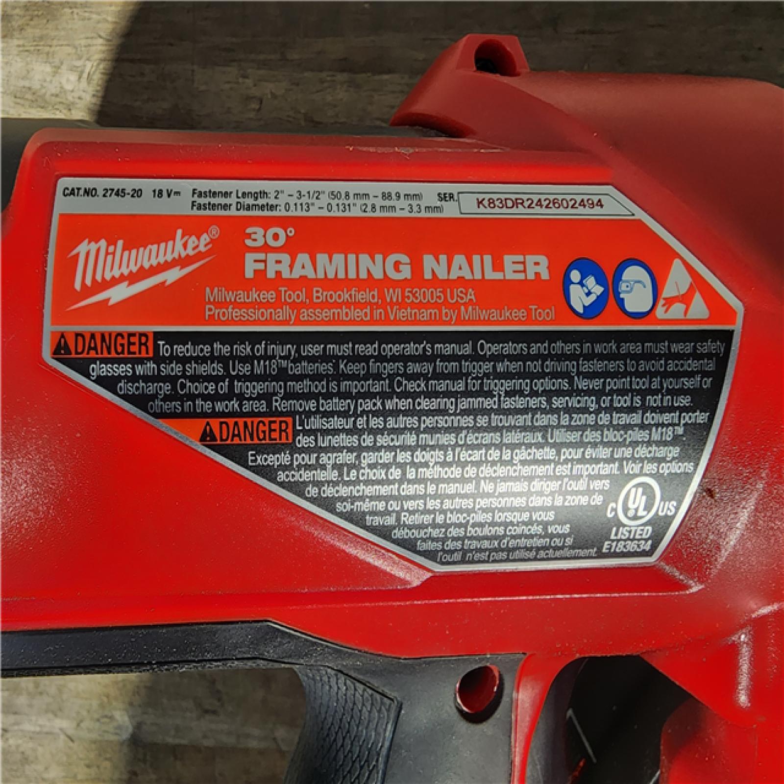 HOUSTON LOCATION - AS-IS Milwaukee M18 FUEL 30 Degree Framing Nailer (TOOL ONLY)