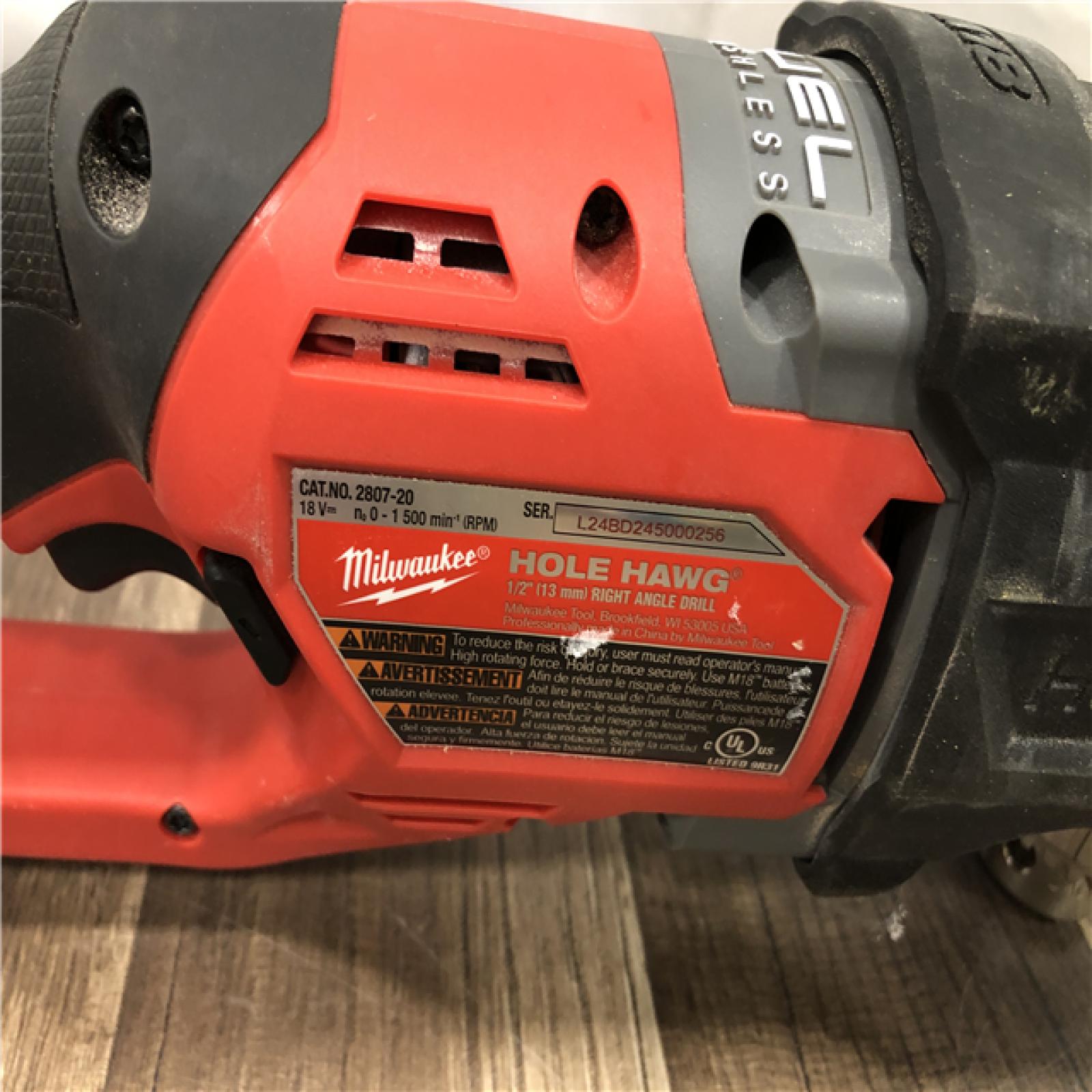 AS-IS Milwaukee  FUEL GEN II 18V Lithium-Ion Brushless Cordless 1/2 in. Hole Hawg Right Angle Drill (Tool-Only)