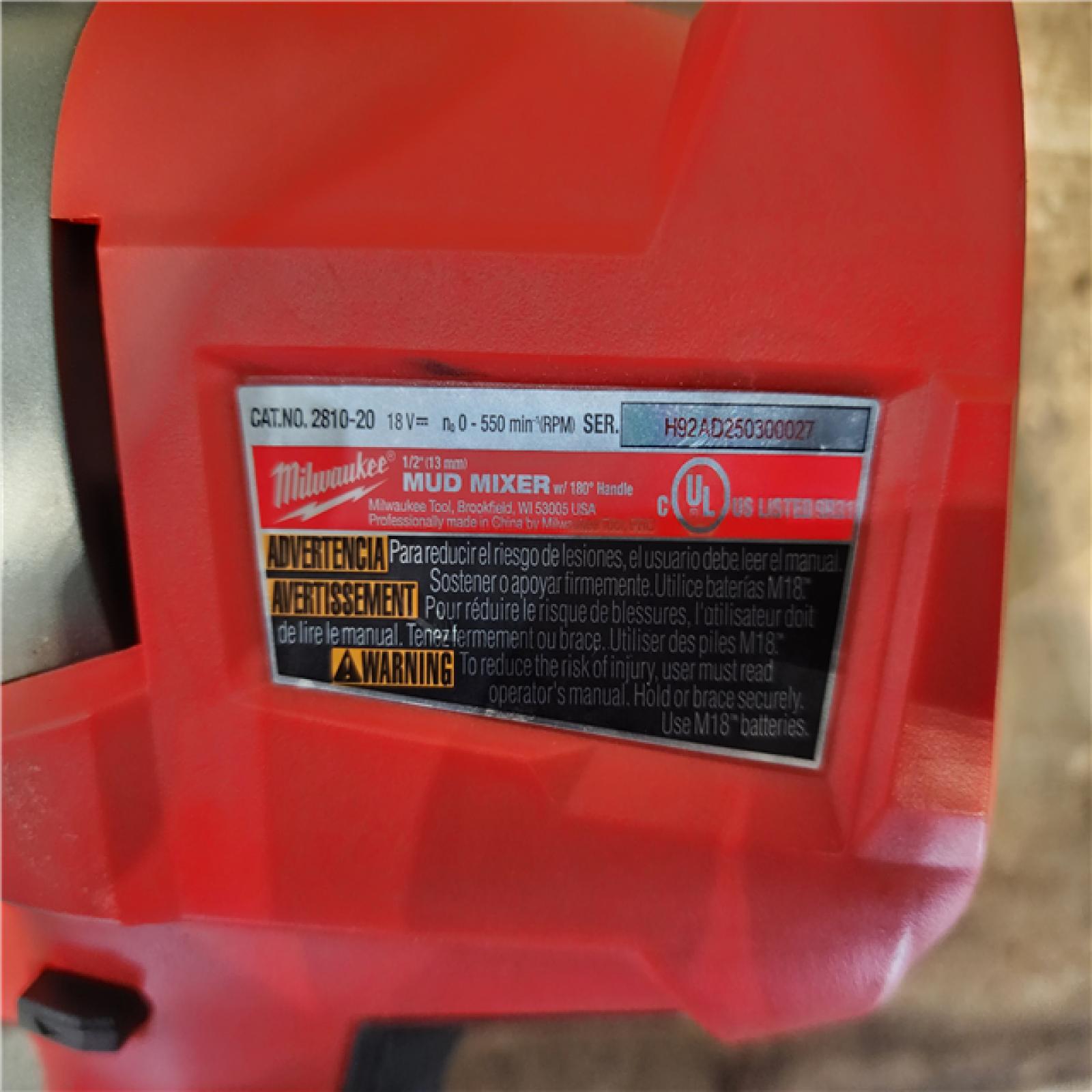 HOUSTON LOCATION - AS-IS Milwaukee M18 FUEL 18-Volt Lithium-Ion Brushless Cordless 1/2 in. Mud Mixer (Tool-Only)