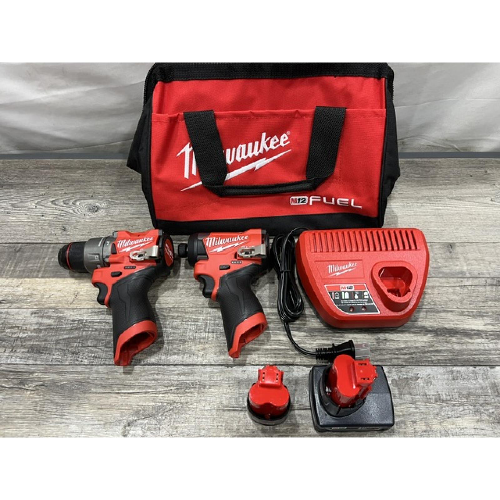 AS-IS Milwaukee FUEL 12-Volt Lithium-Ion Brushless Cordless Hammer Drill and Impact Driver Combo Kit