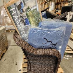 Phoenix AS-IS Hampton Bay Primrose 4-Piece Wicker Patio Conversation Deep Seating Set with CushionGuard Lake Blue Cushions