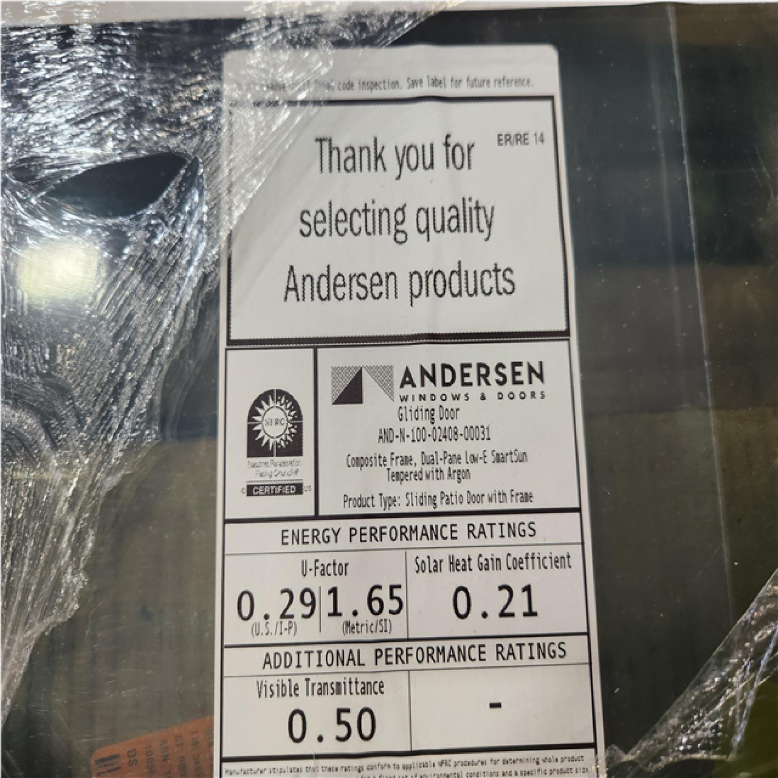 Phoenix NEW Andersen Windows And Doors Gliding Door Composite Frame, Dual Panel Low-E Smart SuTempered With Argon