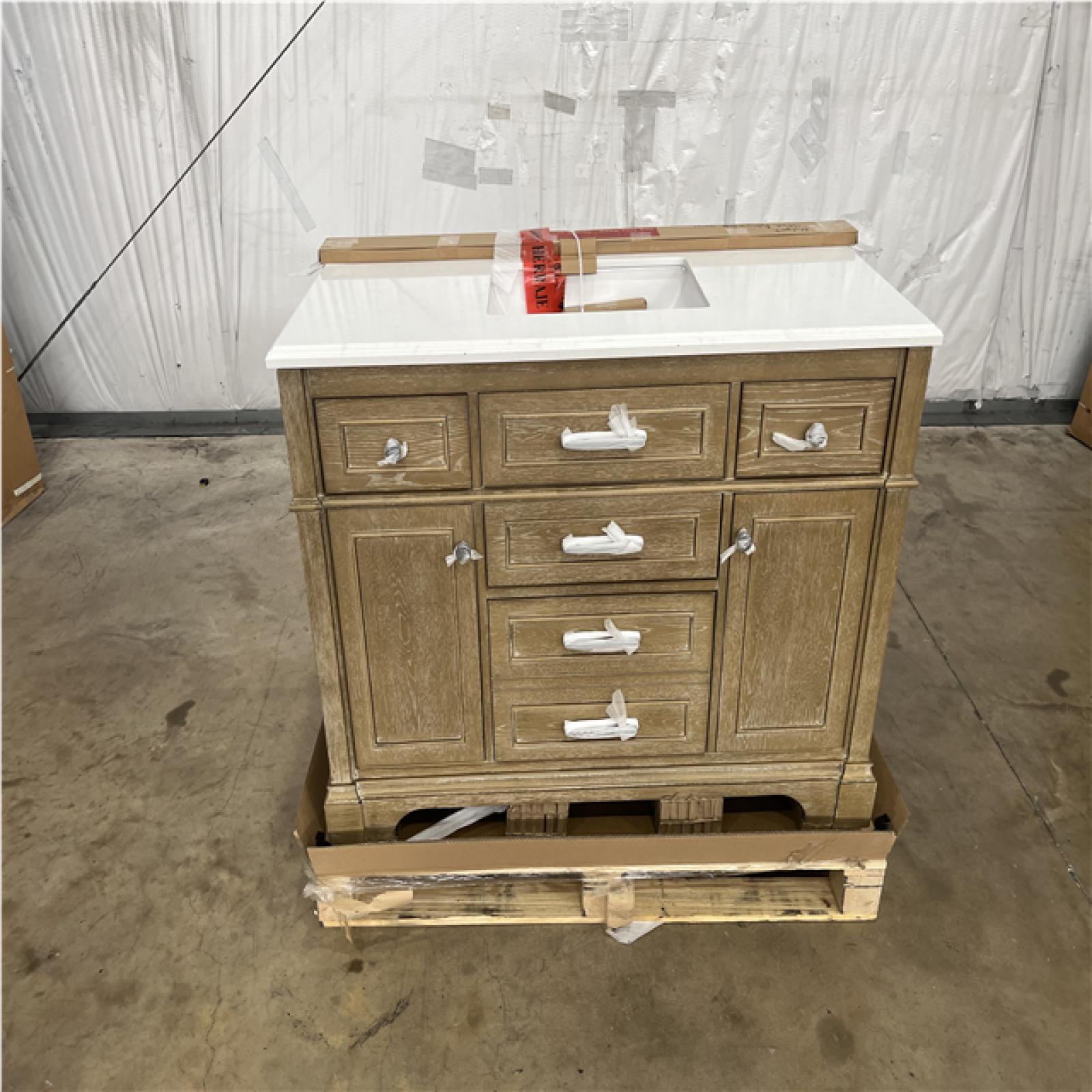 Houston Location - AS-IS home improvement pallet MELPARK 48 ANTIQUE OAK VANITY