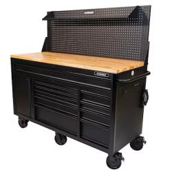 DALLAS LOCATION- AS-IS HUSKY 61 in. W x 26 in. D Heavy Duty 10-Drawer 1-Door Mobile Workbench