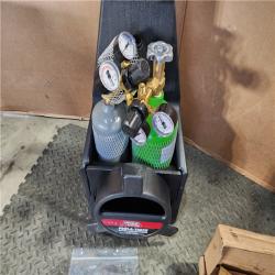 HOUSTON LOCATION - AS-IS Lincoln Electric Port-a-Torch Kit with Oxygen and Acetylene Tanks and 3/16 in. X 12 Ft. Hose  for Cutting Welding and Brazing