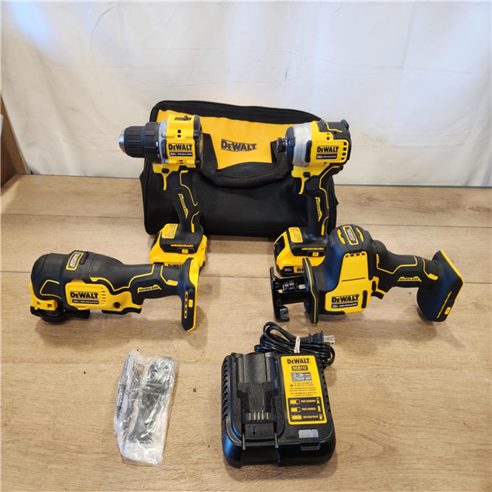 AS-IS- DeWalt 20V MAX ATOMIC Cordless Brushless 4-Tool Combo Kit