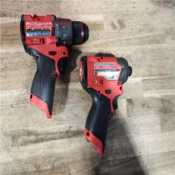 HOUSTON LOCATION - AS-IS Milwaukee FUEL 12-Volt Lithium-Ion Brushless Cordless Hammer Drill and Impact Driver Combo Kit
