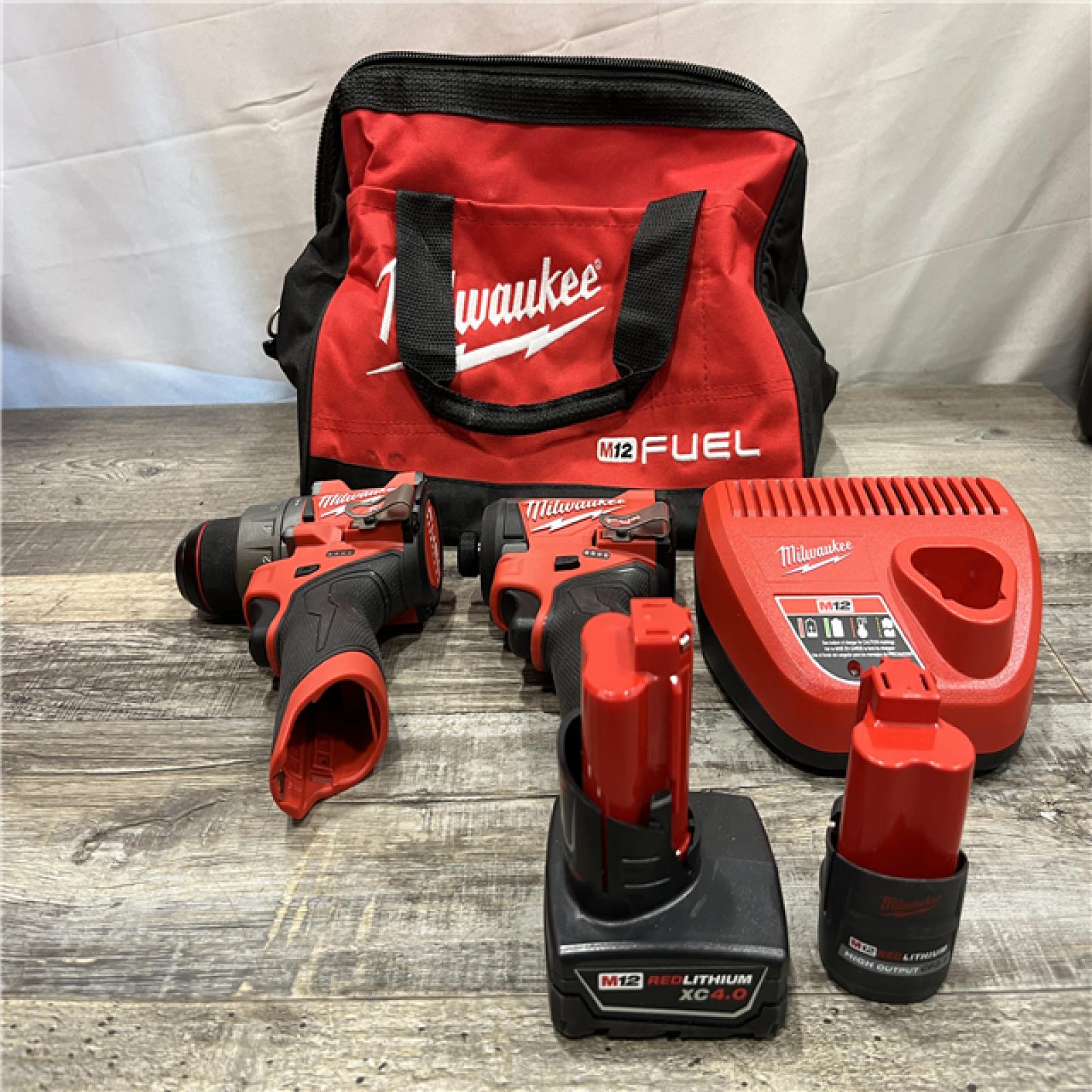 AS-IS Milwaukee FUEL 12-Volt Lithium-Ion Brushless Cordless Hammer Drill and Impact Driver Combo Kit