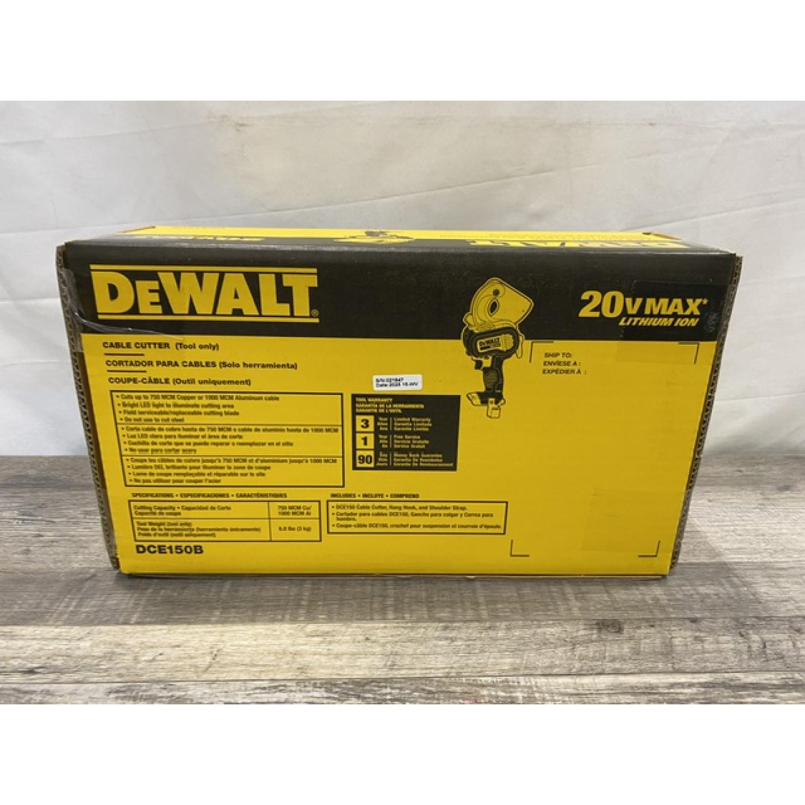 NEW - DEWALT 20V MAX Cordless Electrical Cable Cutting Tool (Tool Only)