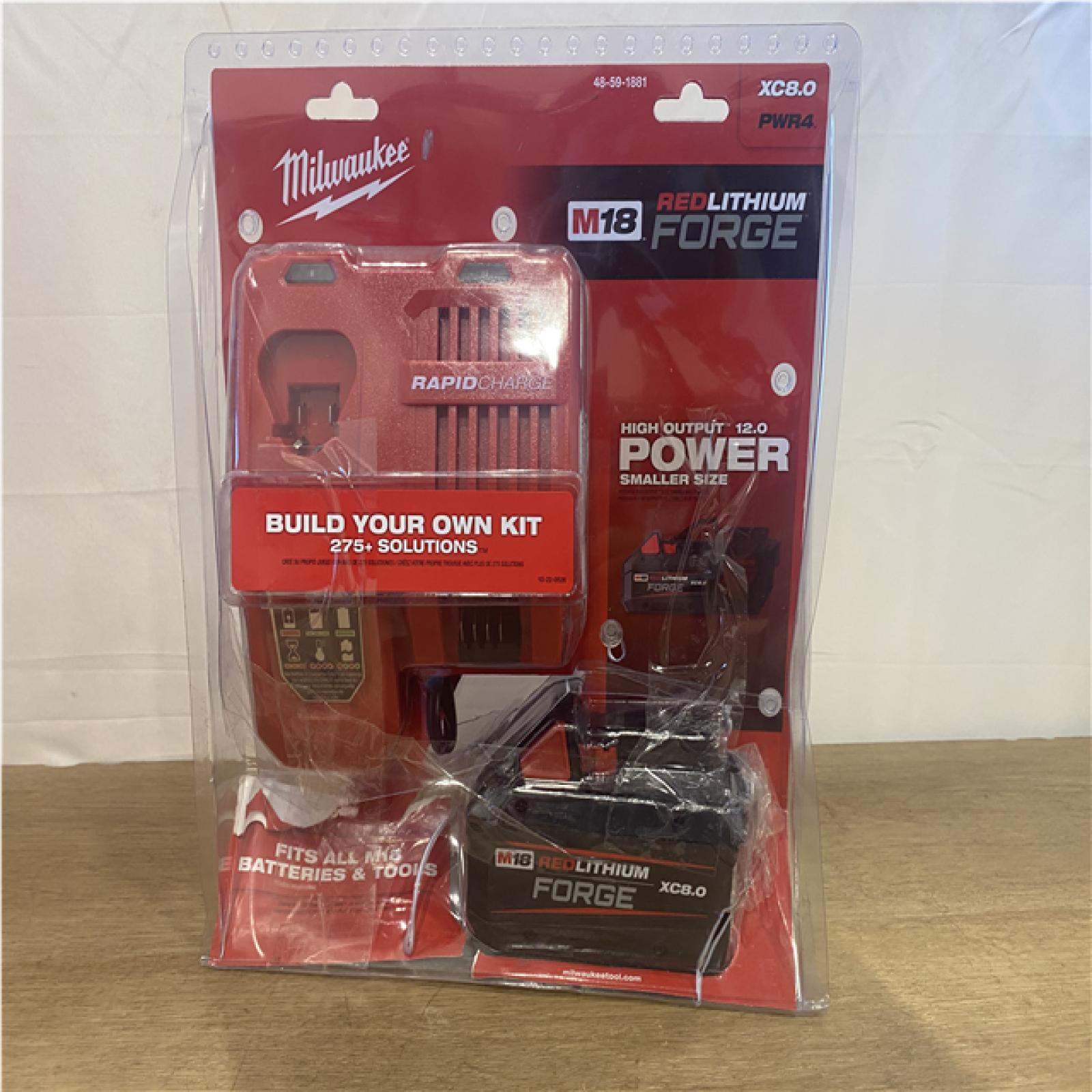 AS-IS Milwaukee 18-Volt Lithium-Ion REDLITHIUM FORGE Starter Kit with 8.0Ah Battery and Rapid Charger