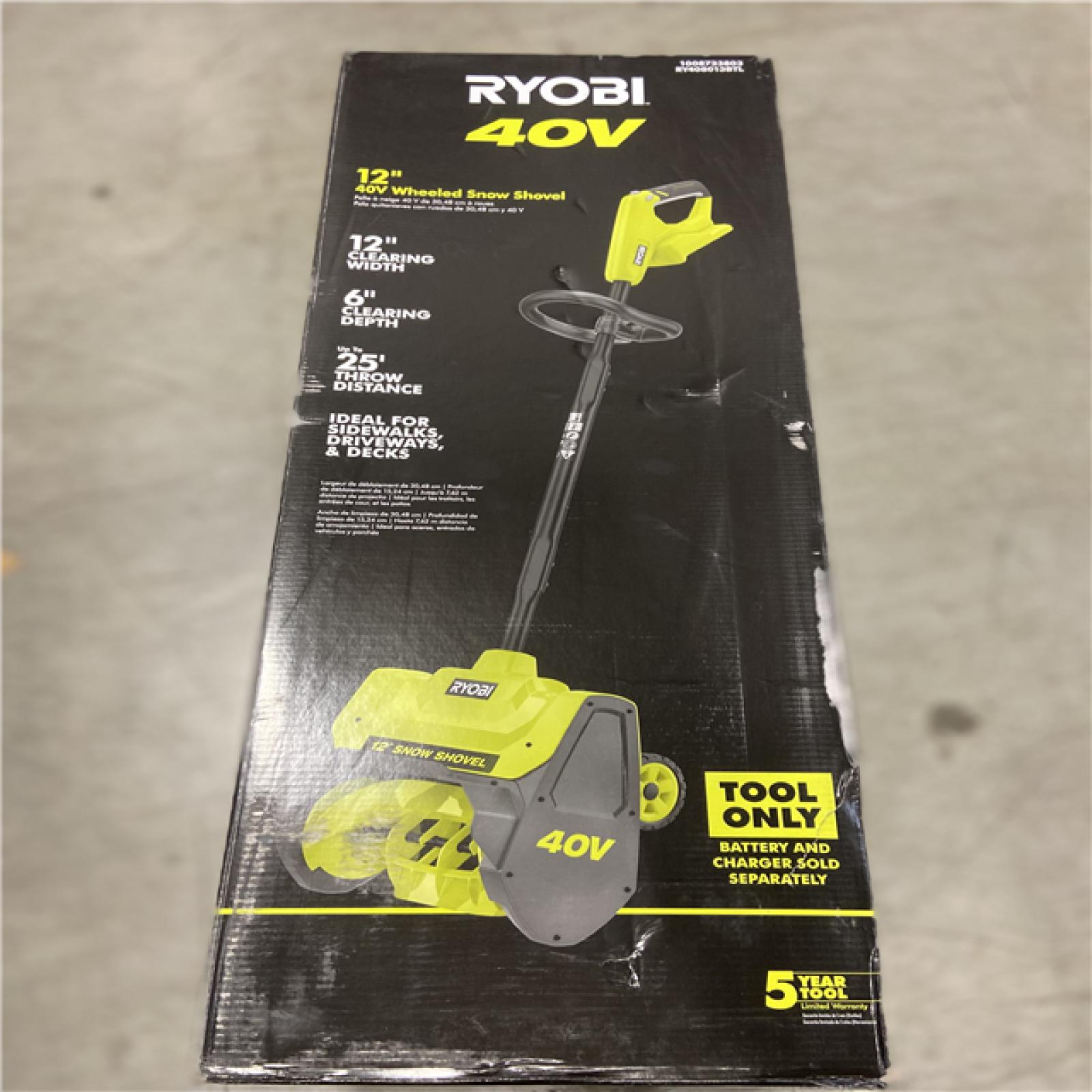 NEW! - RYOBI 40V 12 in. Cordless Electric Snow Shovel (Tool Only)