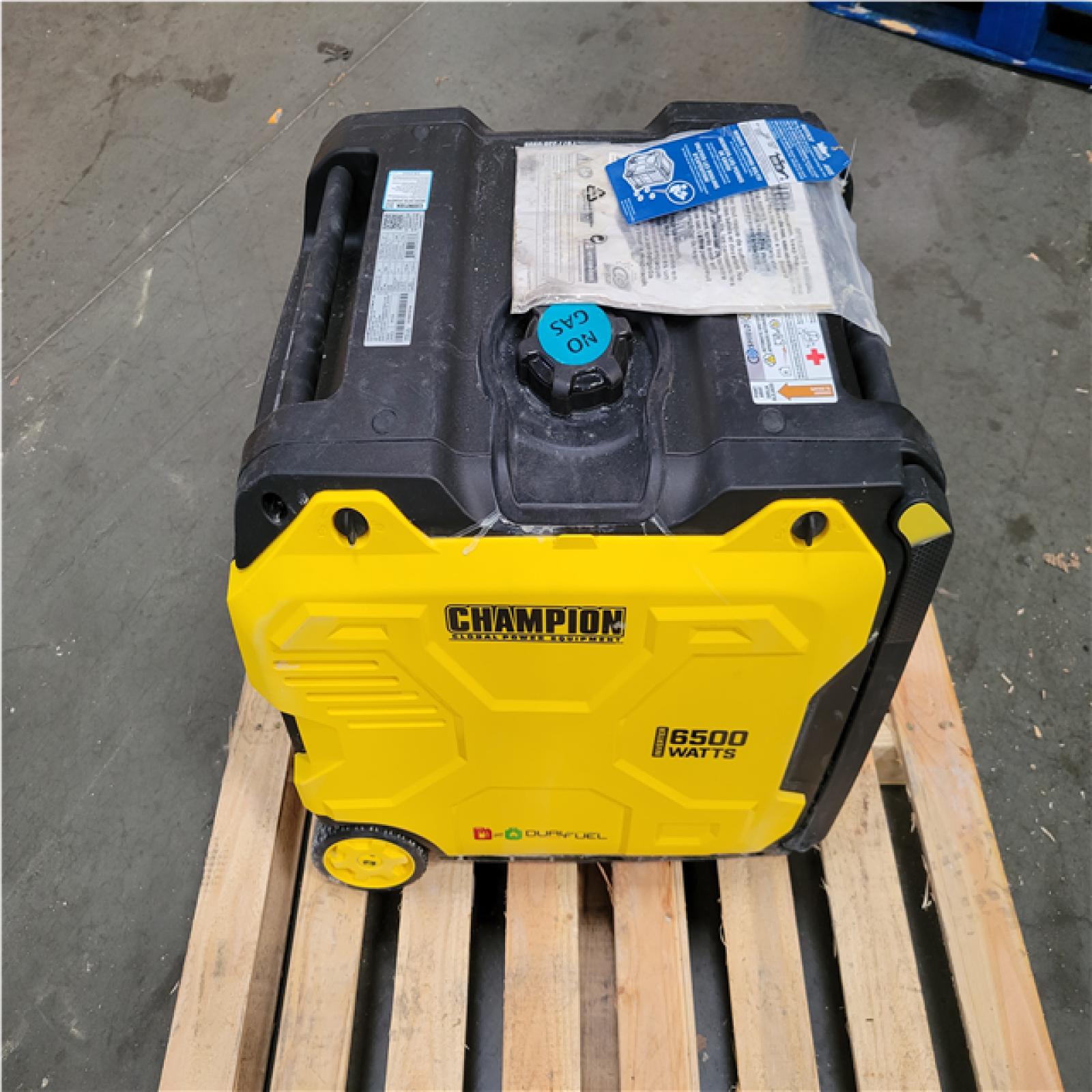 CALIFORNIA AS-IS CHAMPION 6 500/5 250-WATT RECOIL START  GAS PROPANE DUAL FUEL INVERTER PORTABLE GENERATOR