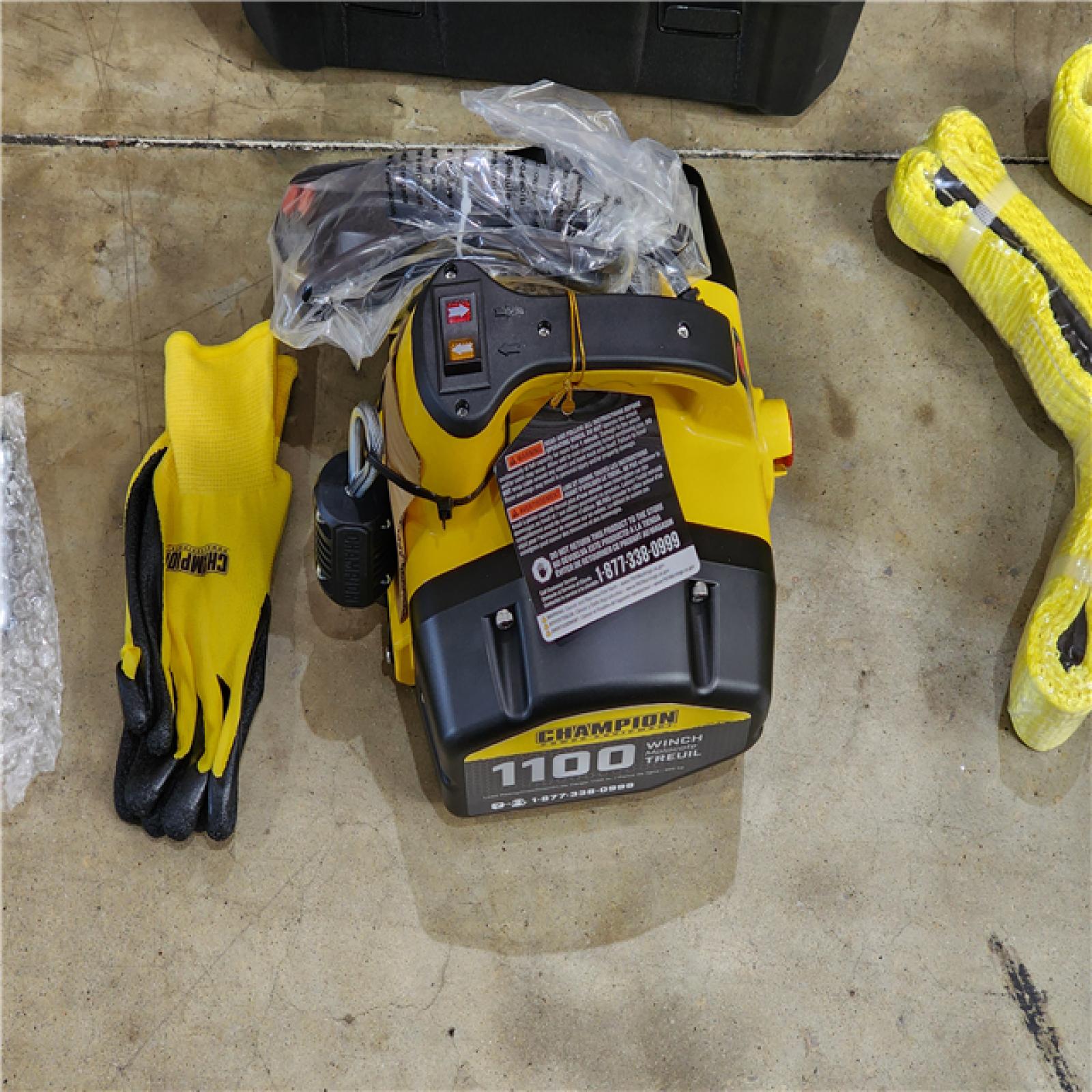 HOUSTON LOCATION - AS-IS Champion Power Equipment 1100 Lb. Portable 120-Volt Electric Winch Kit  Pulling and Lifting Capability