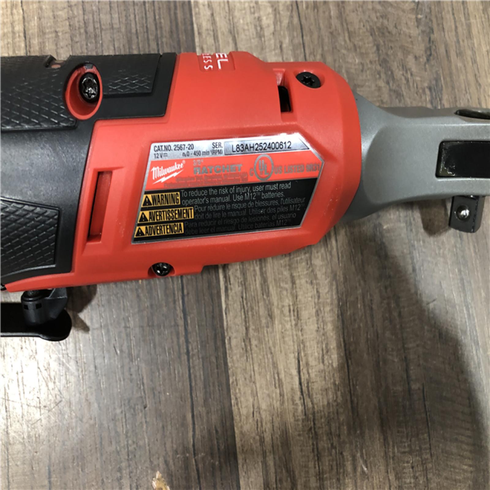 AS-IS Milwaukee FUEL 12-Volt Lithium-Ion Brushless Cordless High Speed 3/8 in. Ratchet (Tool-Only)