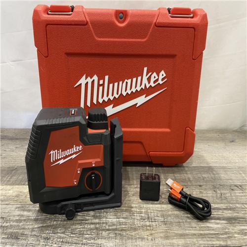 AS-IS Milwaukee Green 100 ft. Cross Line and Plumb Points Rechargeable Laser Level Kit