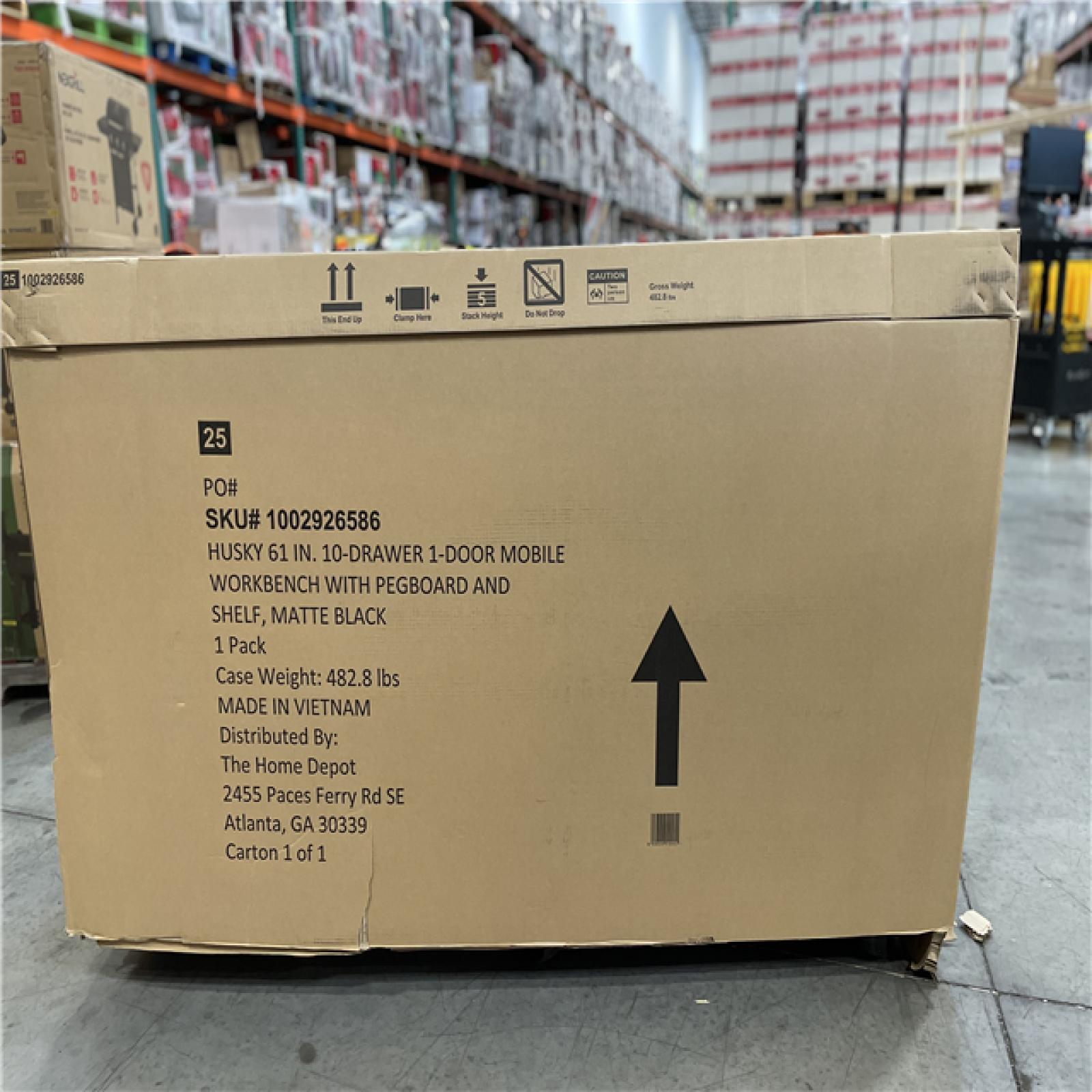 DALLAS LOCATION- AS-IS HUSKY 61 in. W x 26 in. D Heavy Duty 10-Drawer 1-Door Mobile Workbench