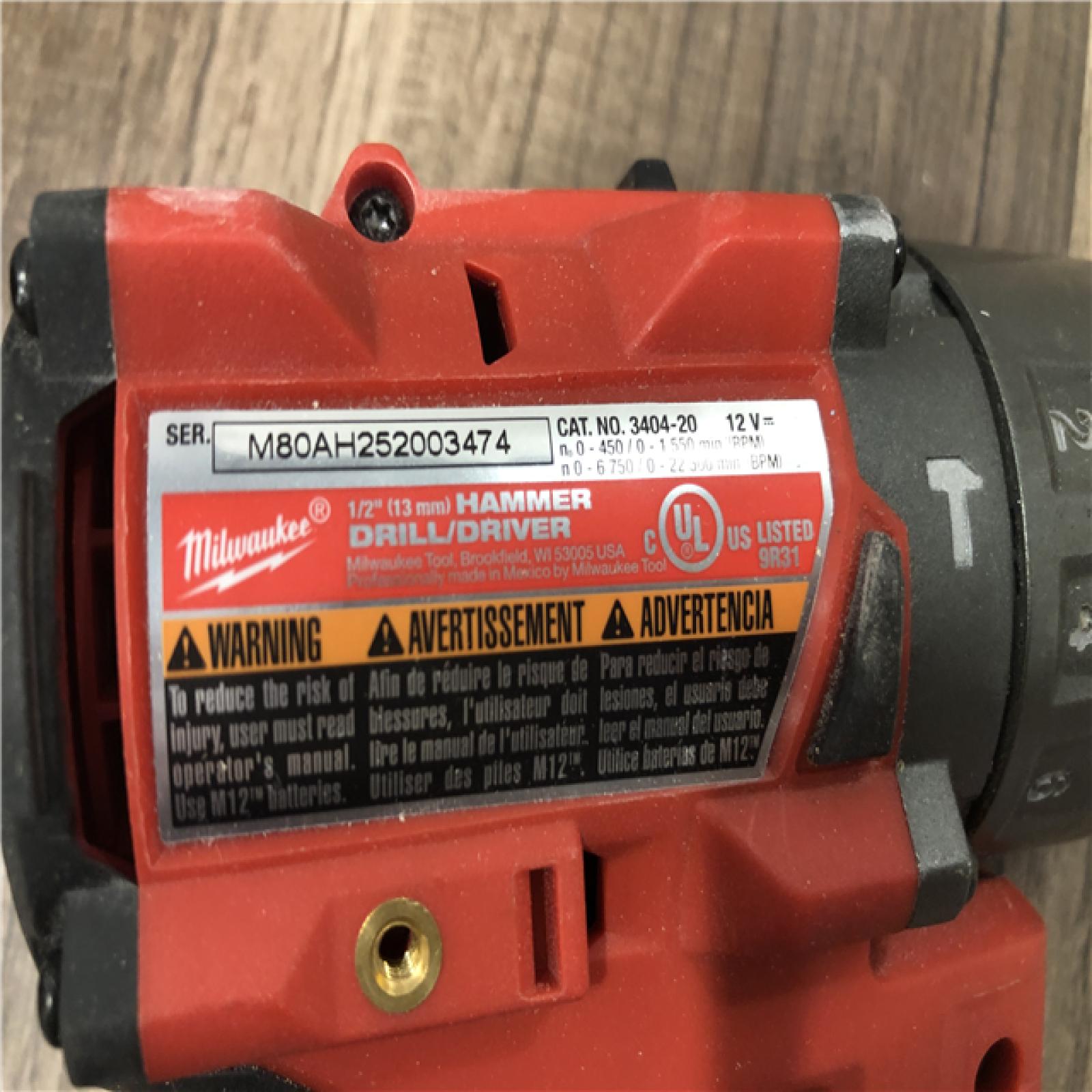 AS-IS Milwaukee  FUEL 12V Lithium-Ion Brushless Cordless 1/2 in. Hammer Drill (Tool-Only)