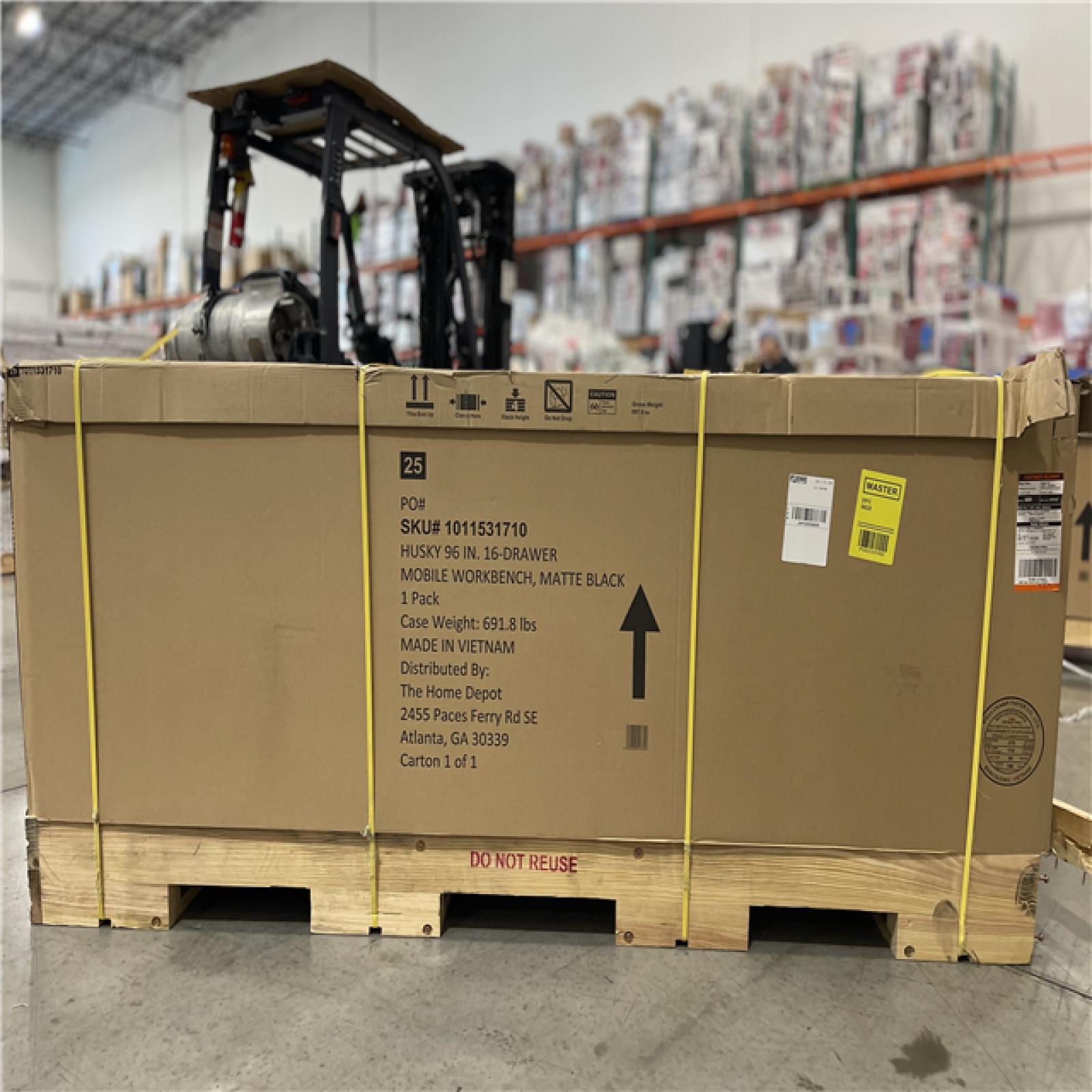 DALLAS LOCATION - AS-IS Husky 96 in. W x 24 in. D 16-Drawer Heavy-Duty Mobile Workbench with Stainless Steel Top in Matte Black