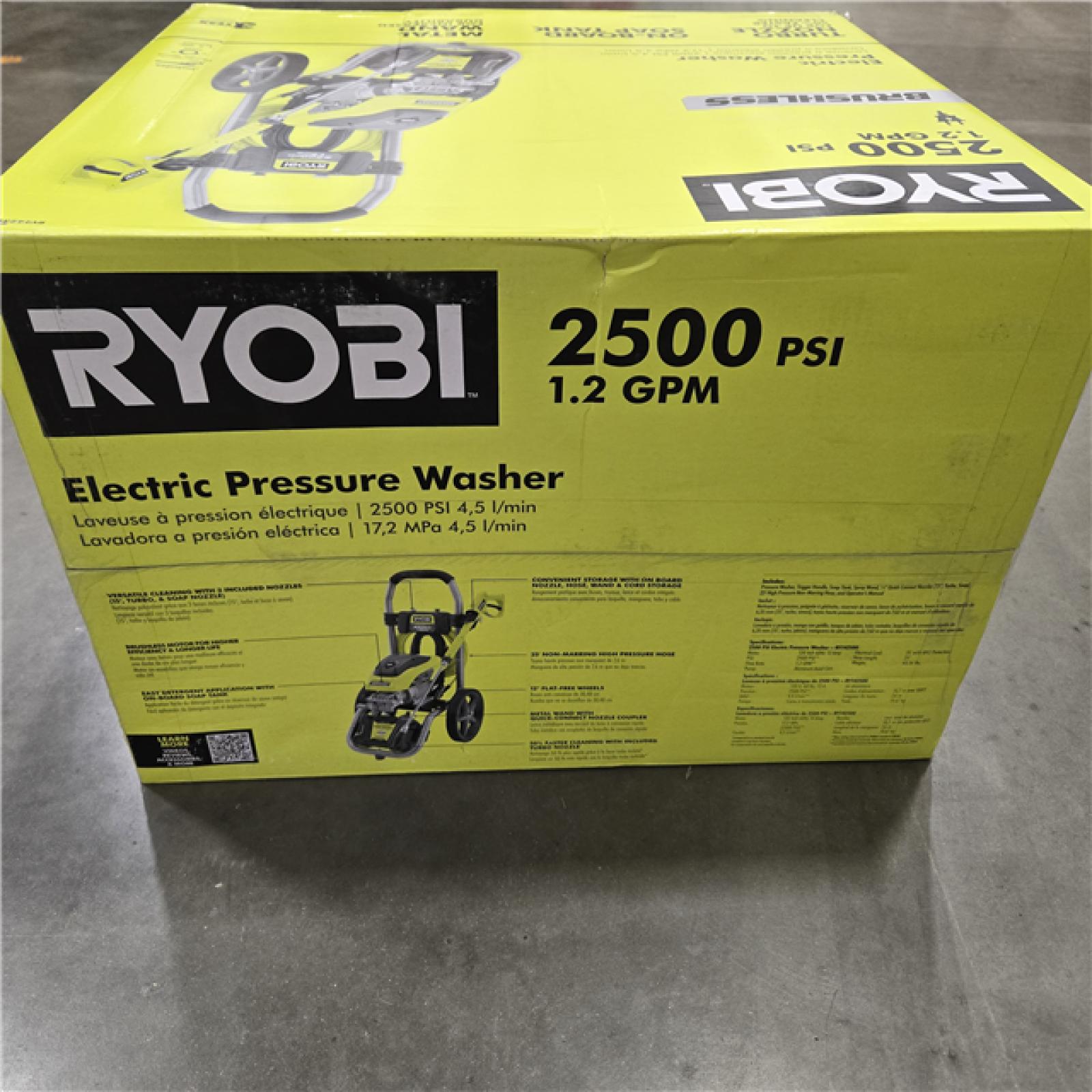 NEW! - RYOBI 2500 PSI 1.2 GPM High Performance Cold Water Electric Pressure Washer