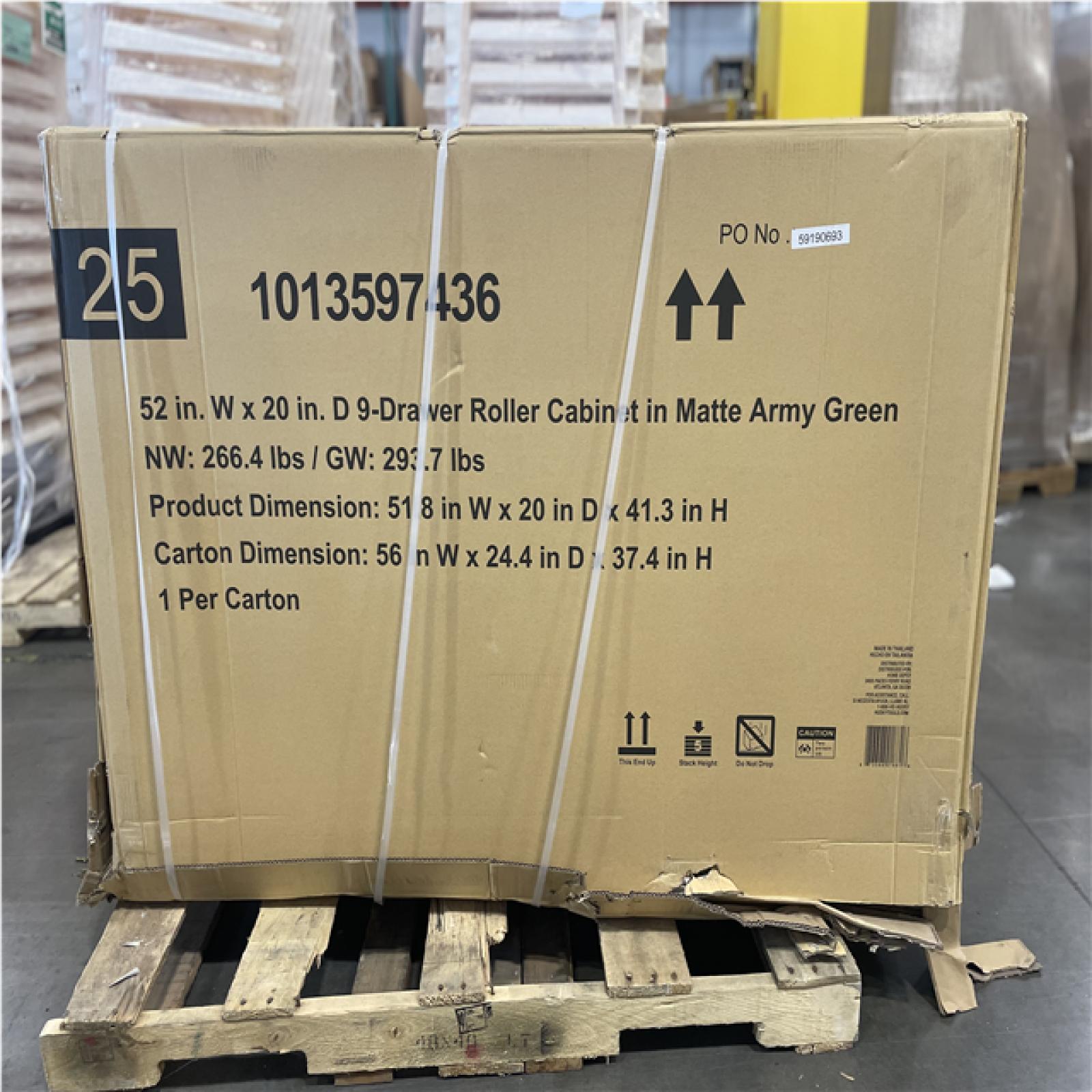 DALLAS LOCATION- HUSKY Heavy Duty 52 in. W 9-Drawer Matte Army Green Rolling Tool Cabinet