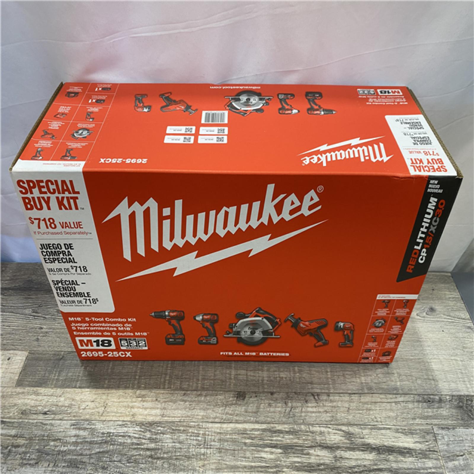 NEW - Milwaukee 18V Lithium-Ion Cordless (5-Tool) Combo Kit