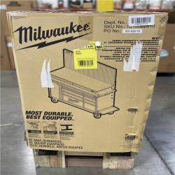 DALLAS LOCATION- AS-IS MILWAUKEE 61 in. W x 22.1 in D 11-Drawer Mobile Workbench Cabinet w/ WoodTop / Pegboard