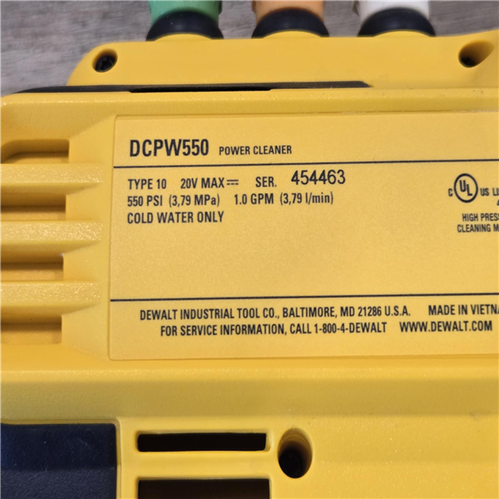 AS-IS Dewalt 20V 550 PSI 1 GPM Cordless Power Cleaner (Tool-Only)