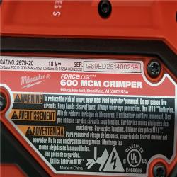 California NEW Milwaukee Force Logic M18 600 MCM Cu Crimper Kit  Includes (2) Batteries  Charger and Hard Case