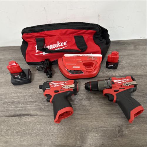 CALIFORNIA AS-IS Milwaukee 2-Tool Combo Kit  Includes (2) Batteries  Charger & Bag; Appears in Excellent Conditin