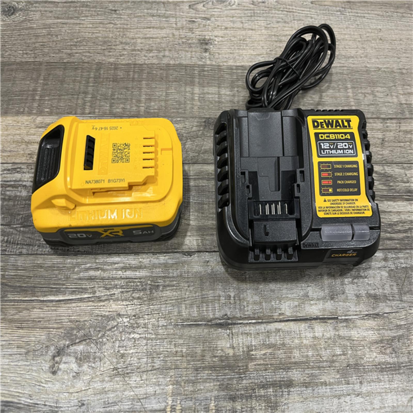 AS-IS DEWALT 20V MAX XR POWERSTACK Lithium-Ion Battery Starter Kit with 5.0Ah Battery and Charger